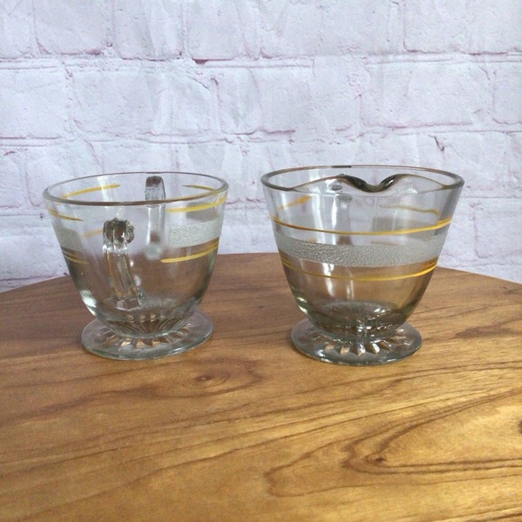 Vintage Bartlett Collins Glass Open Sugar Bowl and Creamer Set - Picture 2 of 10